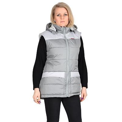 Жилет СИРИУС-ЕВРОНИКА утепленный, серый с капюшоном на подкладке (флис)