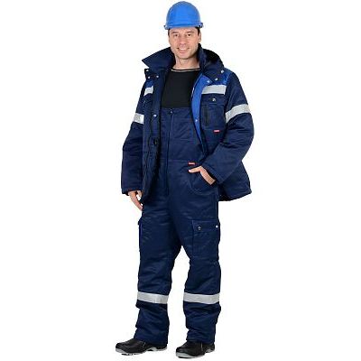 Костюм СИРИУС-ТИТАН зимний: куртка дл., п/комб. т.синий с васильковым и СОП-50мм.