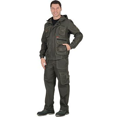 Костюм СИРИУС-Канвас летний: куртка кор., брюки ткань 100% х/б, КМФ Темный хаки