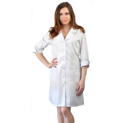 Халат женский "Вита" белый с бирюзовым