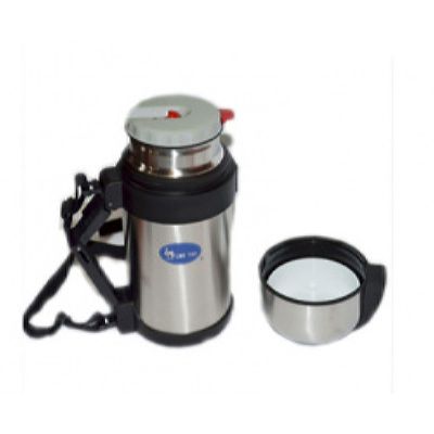 Термос LUO TUO с широким горлом, вакуумный. стальной, с миской, с ручкой, с ремешком, 1,8л (12шт)