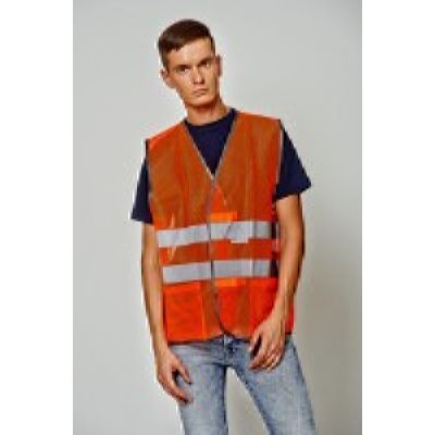 Жилет-сетка сигнальный с СОП оранжевый