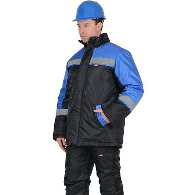 Куртка СИРИУС - Спецмонтаж дл., черная с васильковым и СОП