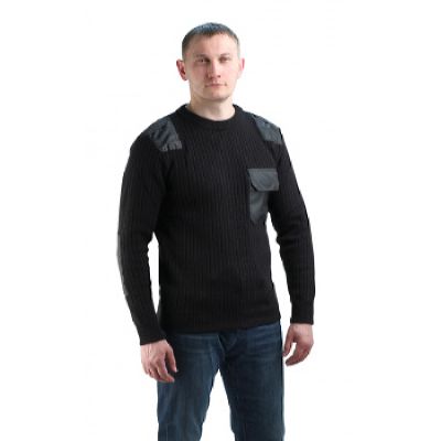 Джемпер п/ш форменный черный с накладками