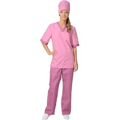 Костюм СИРИУС-СОФИЯ женский: куртка, брюки, колпак тёмно-розовый со сливовым (СТ)