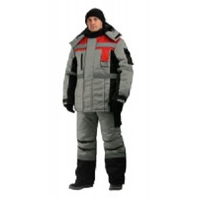 Костюм зимний РЕСПЕКТ куртка + п/к (серый с красно-черным)
