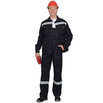 Костюм СИРИУС-ТРОЯ куртка, полукомбинезон синий с СОП (100% узбекская саржа)