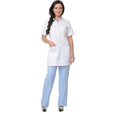 Костюм СИРИУС-ЭВИТА женский: блуза, брюки белый с голубым