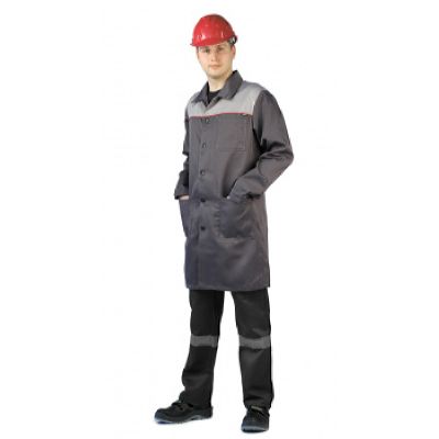 Халат мужской Фаворит серый/св.серым с красным КАНТОМ