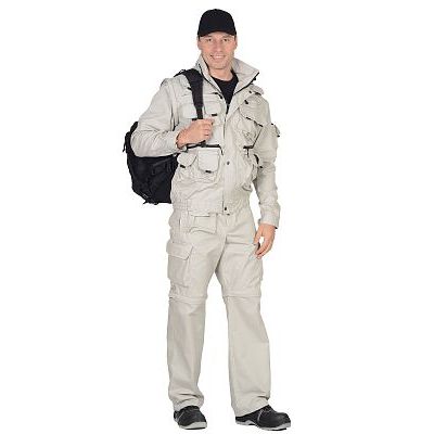 Костюм СИРИУС-Тигр Молочный: куртка, брюки, жилет, шорты, 20 карманов!