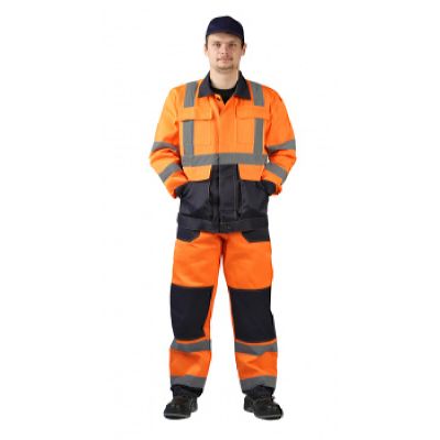 Костюм мужской Альянс летний, сигнальный оранжевый с синим