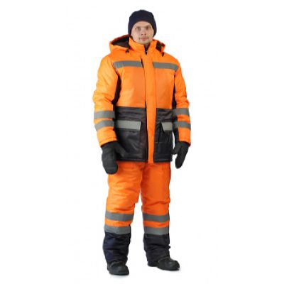 Костюм зимний СКАНДИН-ДОРОЖНЫЙ куртка/полукомб. цвет: оранжевый/т.синий