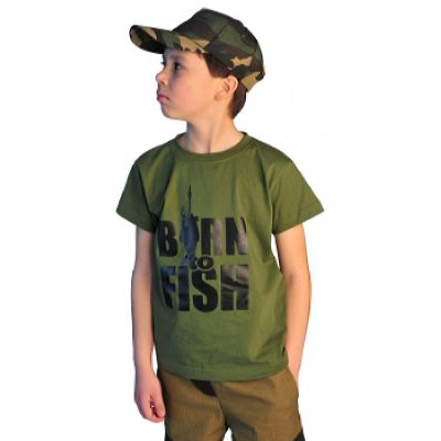 Футболка детская Born to fish цв. хаки