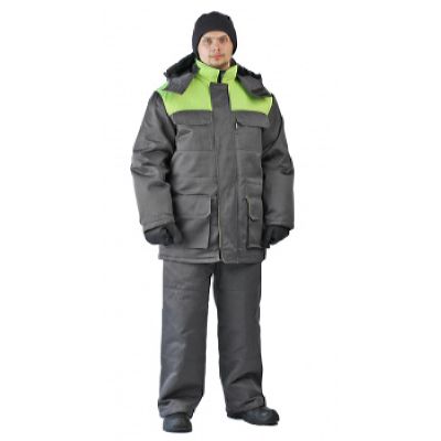 Костюм мужской Буран зимний т.серый с лимонным