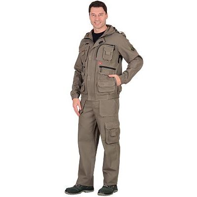 Костюм СИРИУС-Канвас летний: куртка кор., брюки ткань 100% х/б, КМФ Темный песок