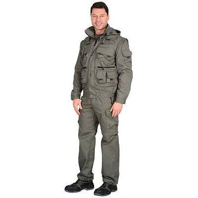 Костюм СИРИУС-Тигр Оливковый: куртка, брюки, жилет, шорты, 20 карманов!