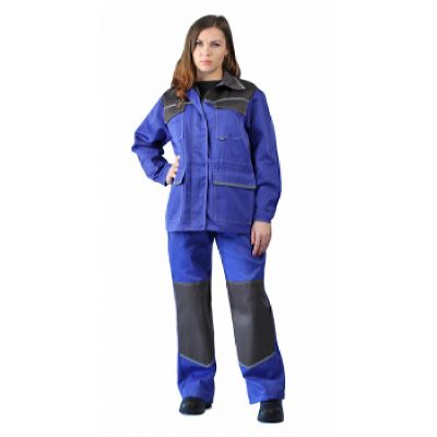 Костюм женский Передовик летний васильковый с серым