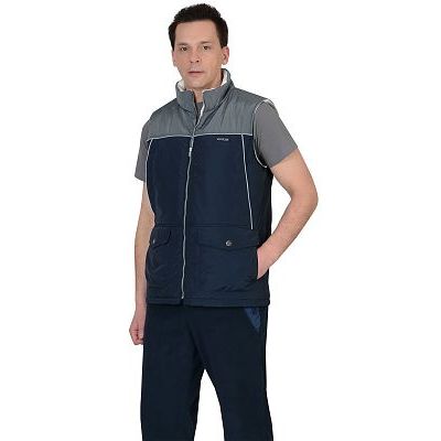 Жилет СИРИУС-КОЛЕС (на подкладке флис) темно-синий с серым