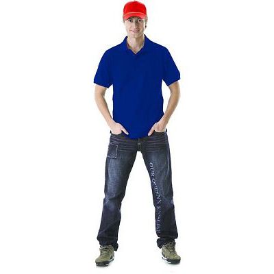 Рубашка-поло короткие рукава васильковая, пл. 205 г/кв.м.