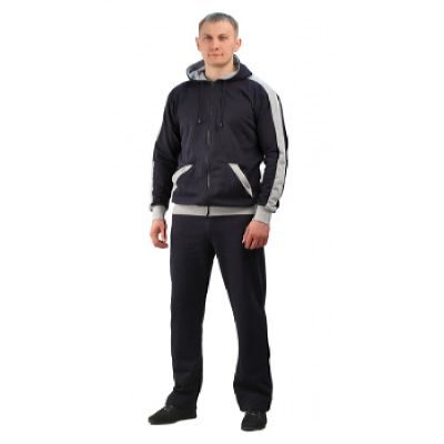 Костюм трикотажный ТИР-2 т-синий с серым (куртка + брюки 100%х/б)