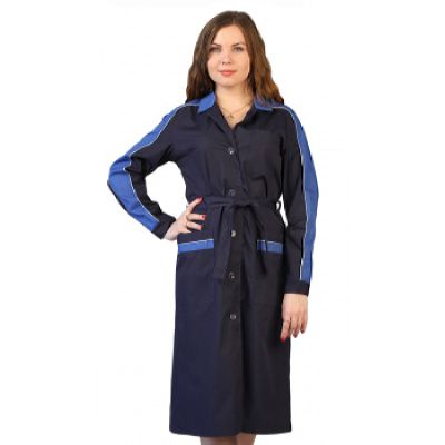 Халат женский "Жасмин" т-синий с васильковым