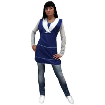 Фартук-сарафан "Иней" васильковый с белым