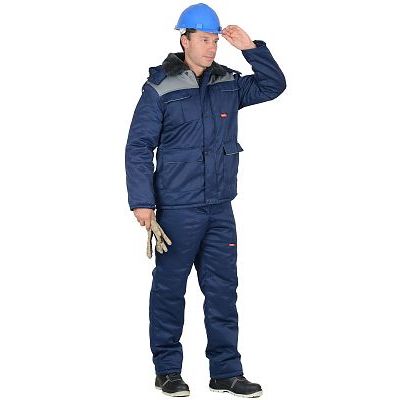 Костюм Профессионал зимний: куртка дл.,п/комбинезон синий с серым