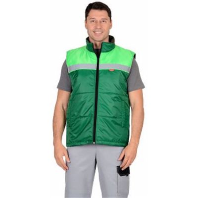 Жилет СИРИУС-ОЗЕЛЕНИТЕЛЬ утеплённый зелёный с салатовым и СОП 50 мм