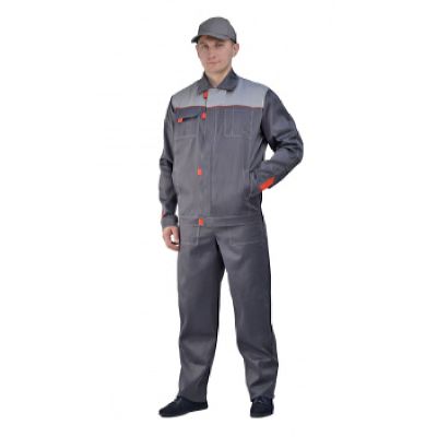 Костюм мужской Фаворит летний с п/к серый со светло-серым ткань Смесовая