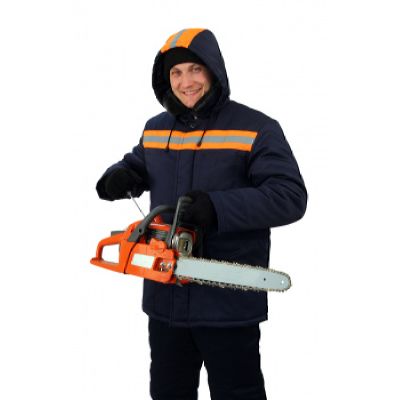 Куртка мужская Урал зимняя с мех. воротником т-синяя с оранжевым