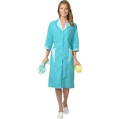 Халат СИРИУС-МАРЛЕН женский бирюзовый со светло-бирюзовым