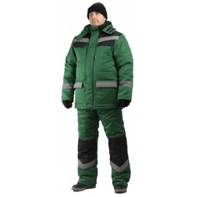 Костюм мужской Передовик зимний с п/к т-зеленый с черным