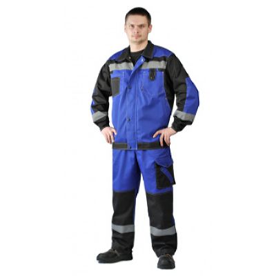 Костюм мужской Волгарь летний с брюками василек/черный