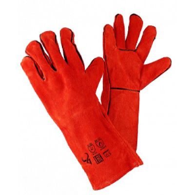 Краги спилковые сварщика КРАСНЫЕ (60 пар в уп.)