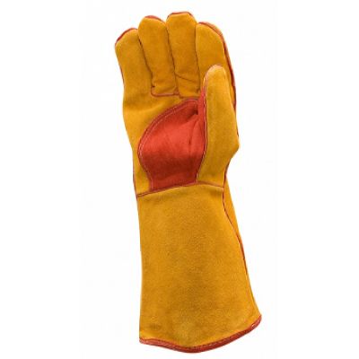 Краги спилковые желтые STRONG флис, кевларовая нить (60 пар в уп.)