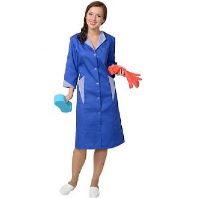 Халат СИРИУС-МАРЛЕН-2 женский васильковый с полоской