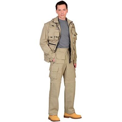 Костюм СИРИУС-Тигр Песочный: куртка, брюки, жилет, шорты, 20 карманов!