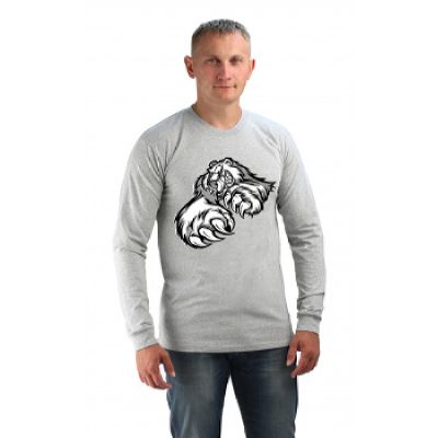 Футболка с длинным рукавом, цв.серый меланж, принт Медведь